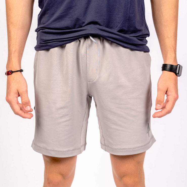 Grey shorts 8" front 
