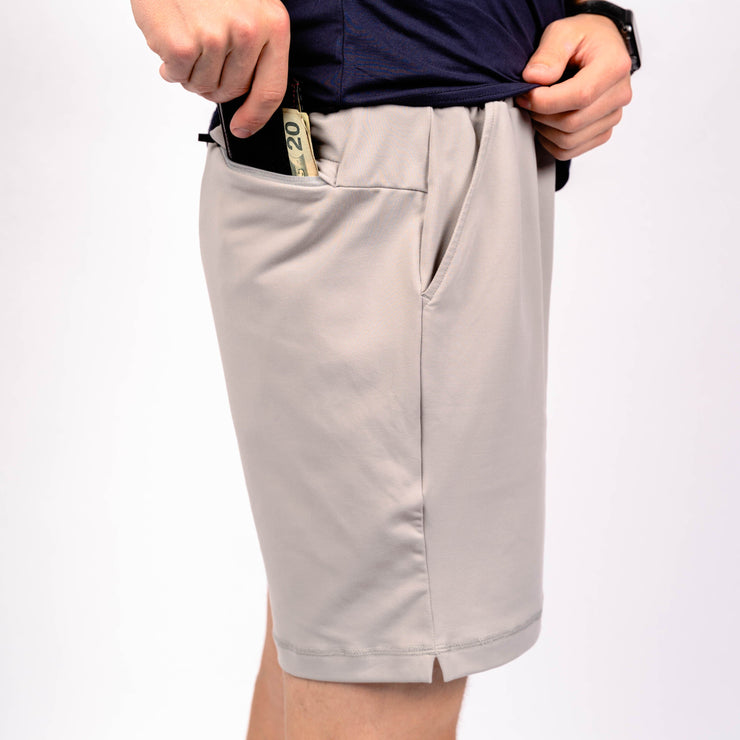 Grey shorts 8" back pocket