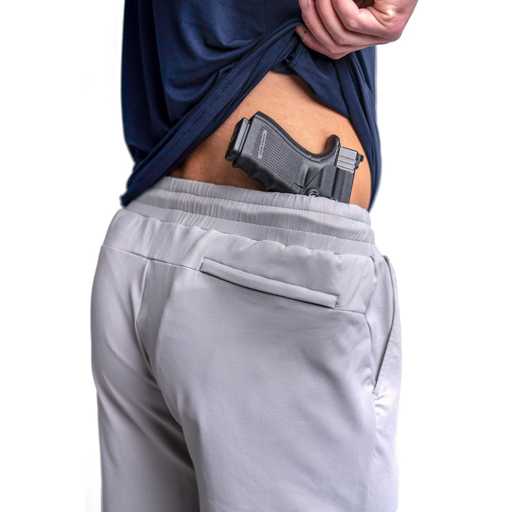 Grey Carrier shorts 11" right side with concealed carry