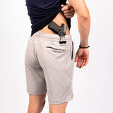 Grey shorts 8" back with gun