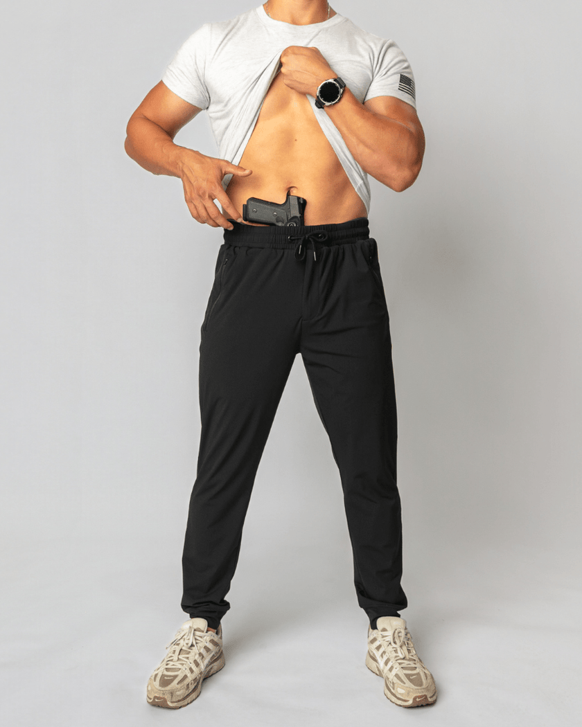 Lightweight Stretch Carrier Joggers -  Black - front draw 