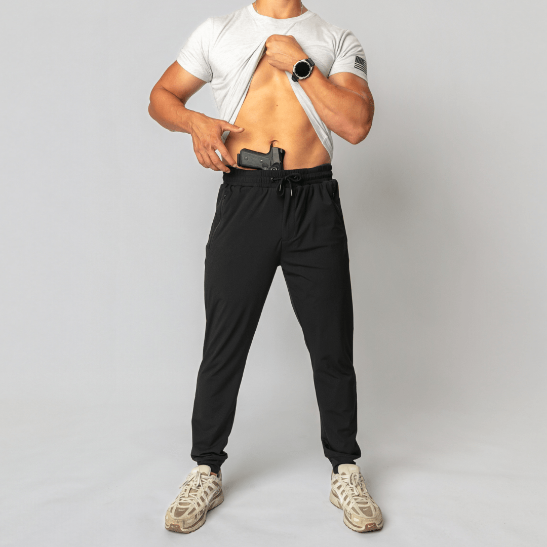 Lightweight Stretch Carrier Joggers -  Black - front draw 