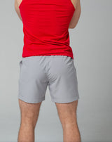 Grey training shorts back