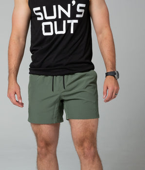 Green training shorts front