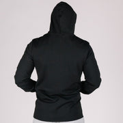 Durable hoodie black behind