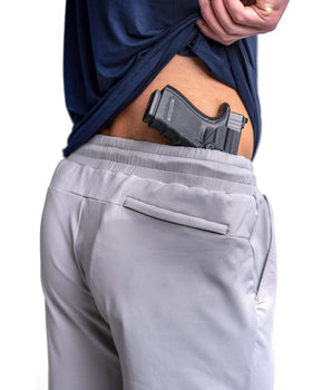 Grey Carrier shorts 11" right side with concealed carry
