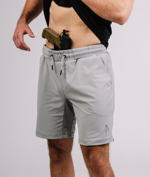 Grey shorts 8" front with gun