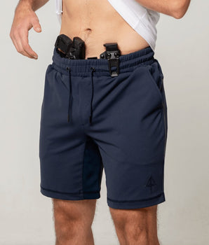 Blue Carrier shorts 8" front concealed carry