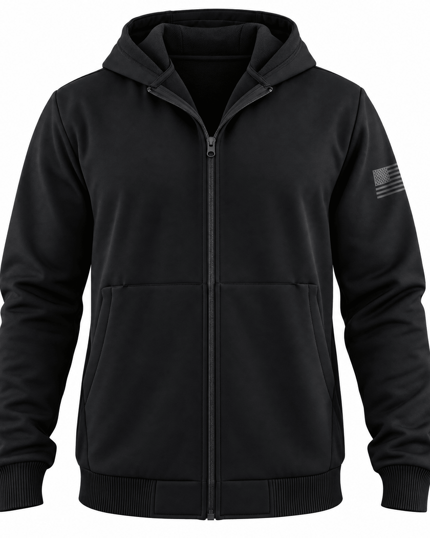 Zip Concealment Hoodie - Black 