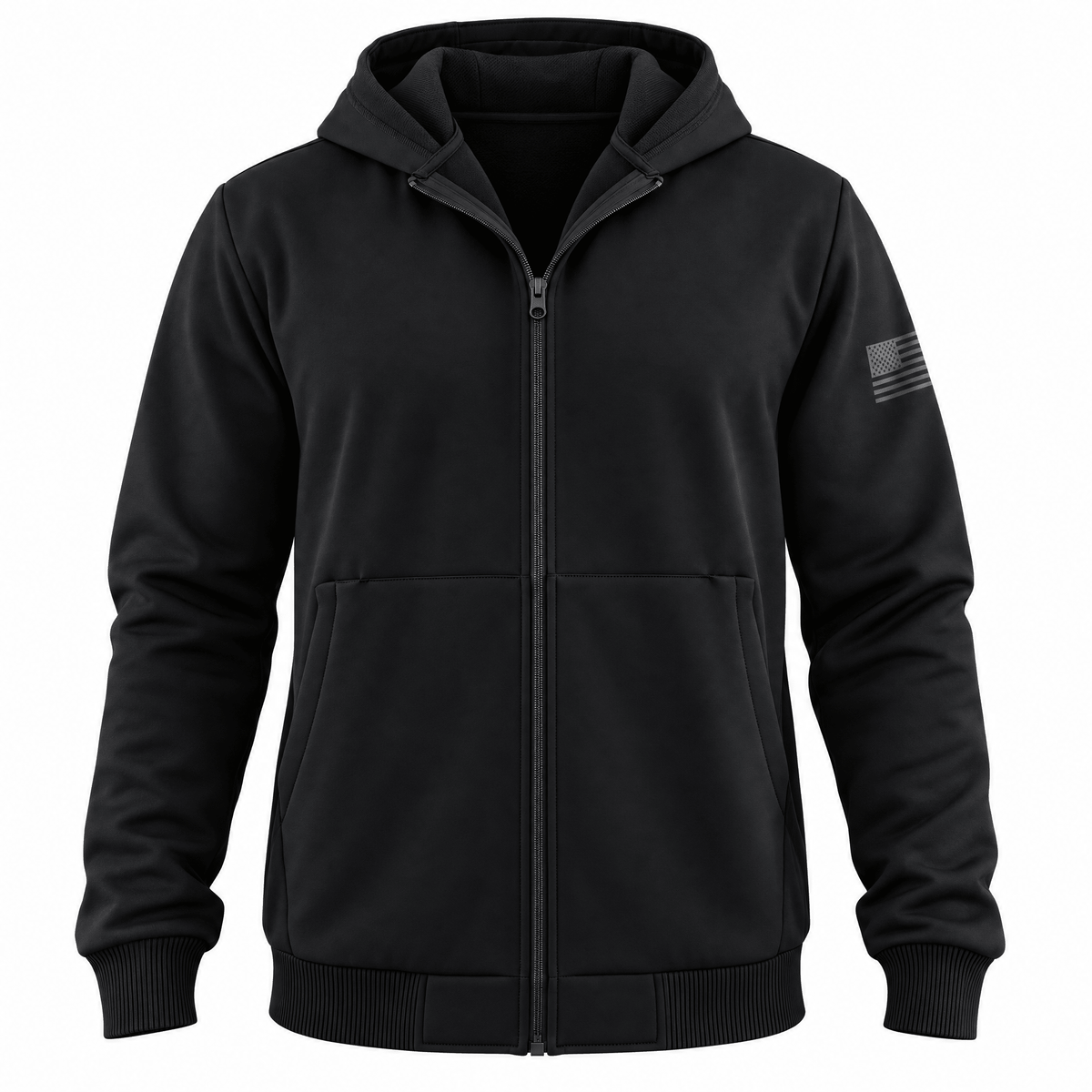 Zip Concealment Hoodie - Black 