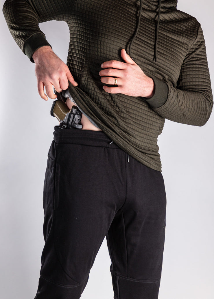 Black joggers right side with gun