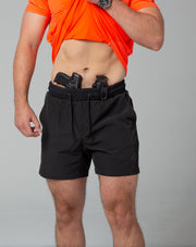 Black training shorts front concealed carry