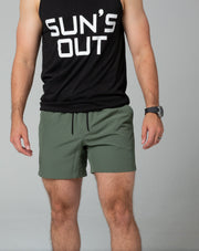 Green training shorts front