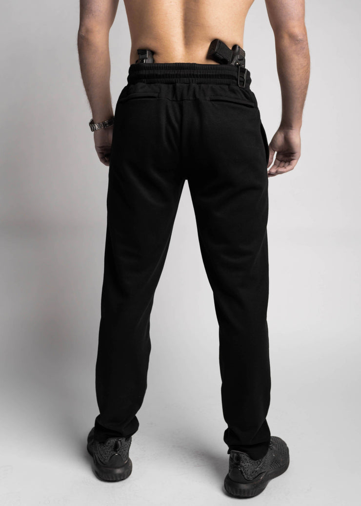 Black sweatpants back concealed carry