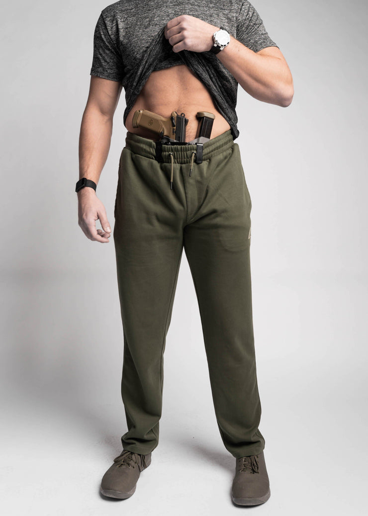 Green sweatpants front concealed carry